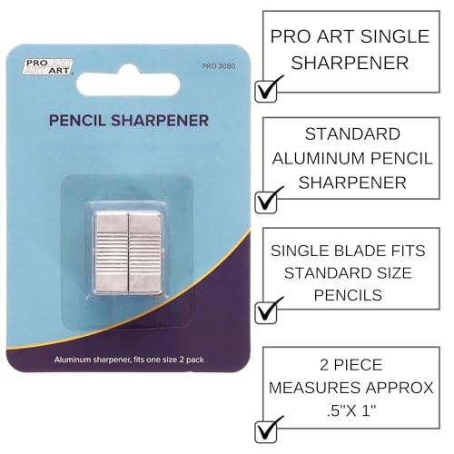 Pro Art Magnesium Manual Pencil Sharpener 2-Pack for Artists and Coloring