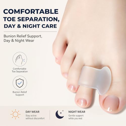 FoglessVue Gel Toe Separators 12-Pack, Soft Single-Loop Bunion Cushions