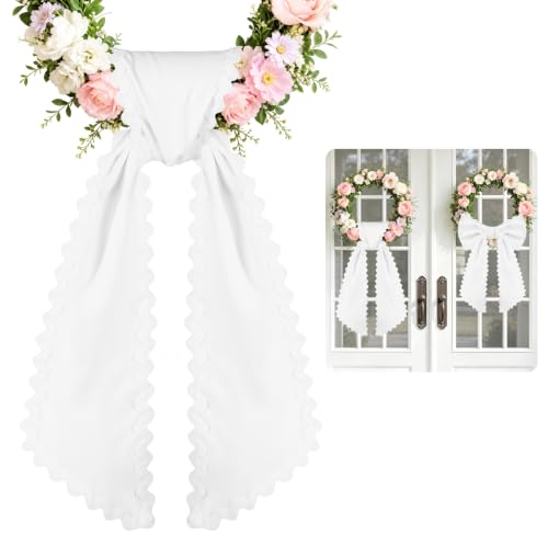 White Wreath Sash with Trim, 56 x 5.7 Inches for Front Door