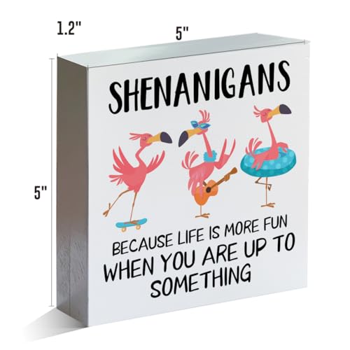 Funny Flamingo Wooden Box Sign for Summer Home Decor - 5x5 Inches