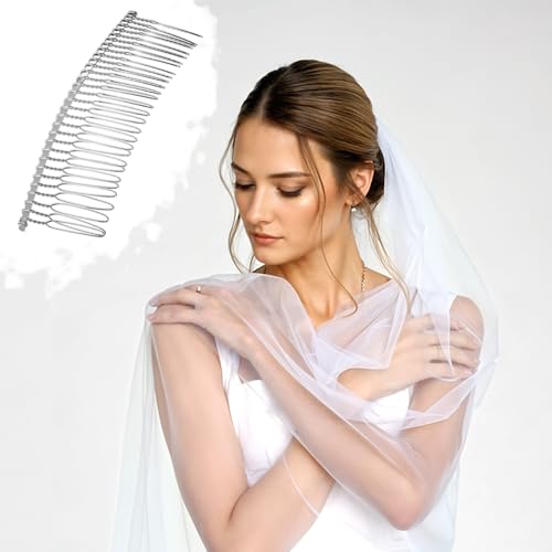 5-Piece Silver Metal Hair Combs 30-Tooth Wedding Veil Clips