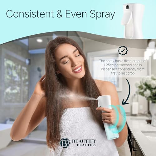 UrbAmerican Continuous Water Mister Spray Bottle - Ultra Fine Empty Aerosol-Free Spray Bottle for Hair Styling, Plants, and Pets