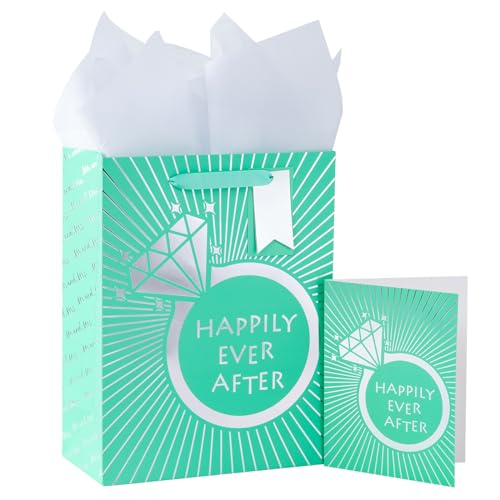 Loveinside Wedding Gift Bag Set with Tissue Paper & Card - 10" x 5" x 13"