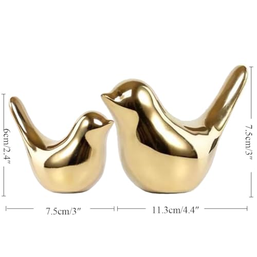 Set of 2 Ceramic Bird Figurines - Modern Home Decor Statues
