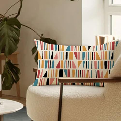 Geometric Decorative Throw Pillow Cover 12 x 20 - Cotton Linen