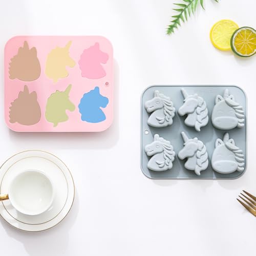 REKIDOOL Unicorn Silicone Mold, 12-Cavity Non-Stick Baking Tray, 2 Pack