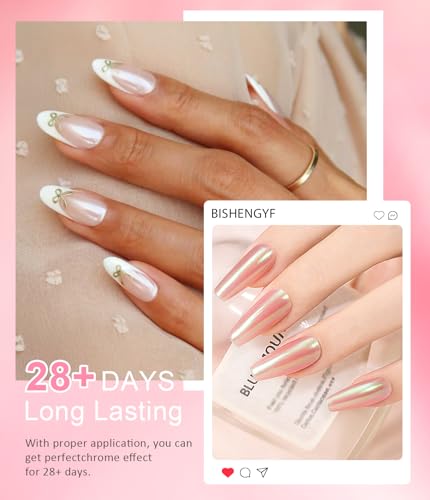 LEDSUUEI Aurora Chrome Nail Powder Kit - 3 Cans Pearl Mirror Effect