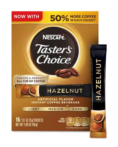 Nescafé Taster's Choice Hazelnut Instant Coffee, 16 Packets (0.11 oz each)