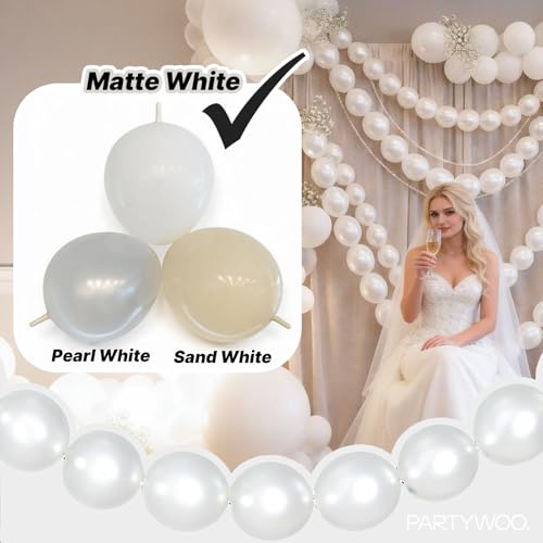 100 Pack Pearl White Linking Balloons - 6 Inch for Parties