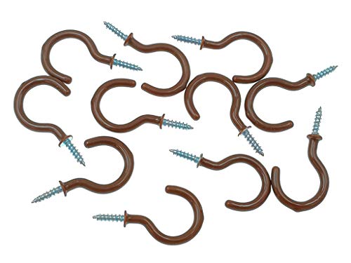 Kinteshun 1-1/4 Inch Vinyl Coated Ceiling Hooks 50pcs Brown Heavy Duty Screw-In Hangers