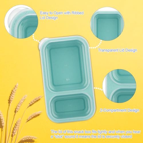 DOSEWART 2-Compartment Reusable Snack Container, Eco-Friendly Wheat Straw