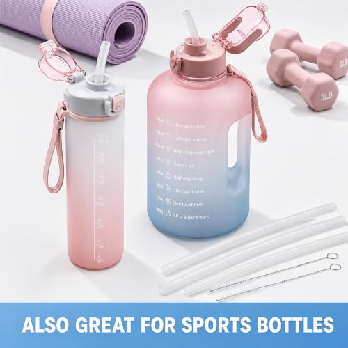 Reusable Silicone Replacement Straws, 12.6 inch, 6 Pack with Cleaning Brushes