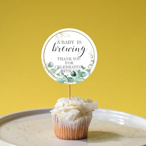 50 Greenery Baby Shower Favor Stickers - 2 Inch Round Labels