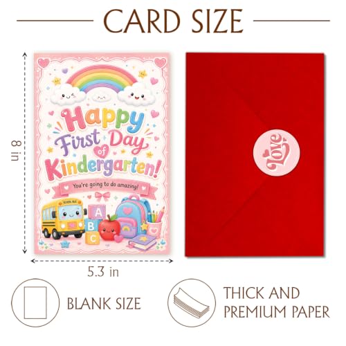 Happy First Day of Kindergarten Card with Stickers & Envelope