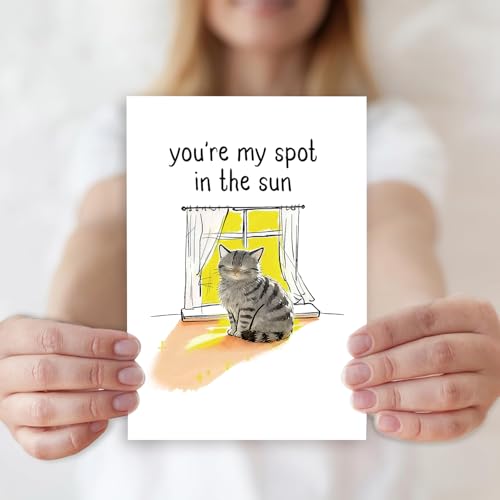 You're My Spot in the Sun Cat Lover Card - Perfect for Anniversaries & Valentine's Day