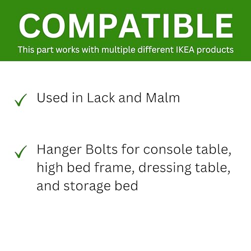 Pack of 4 IKEA Part #114334 Bed Frame Hanger Bolts - Replacement Hardware