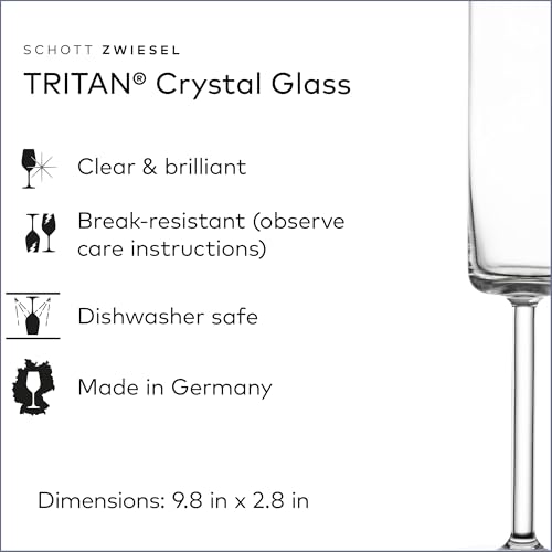 SCHOTT ZWIESEL Modo Champagne Glass (Set of 4), Champagne Glasses with Effervescent Point, Dishwasher-Safe Tritan Crystal Glasses, Made in Germany (5.5 Ounce)