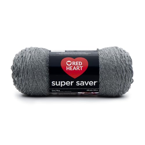 Red Heart Super Saver Yarn Grey Heather - 236 Yards, Medium Weight, Durable Acrylic