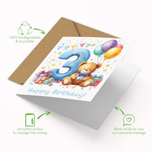 Cute Bear Birthday Card for Boys – Happy Birthday Toddler Card