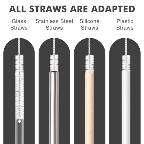 Extra Long Straw Cleaner Brush with Metal Handle - 8 Inch