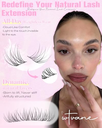 Natural 8mm Lash Clusters Wispy Eyelash Extensions with Clear Band