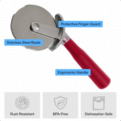 Gorilla Grip Red Stainless Steel Large Pizza Cutter Wheel - 3.5" x 9"