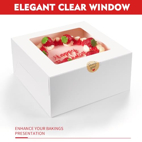 Disposable Cake Boxes - 3 Pack, 10x10x5 Inch with Clear Window