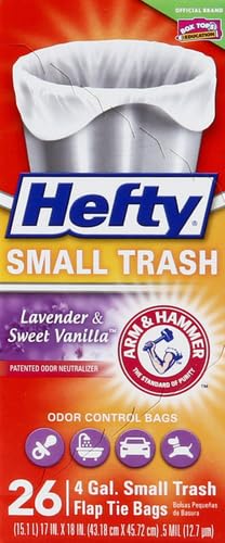 Hefty 4 Gallon Small Trash Bags with Lavender & Sweet Vanilla Scent, 26 Count