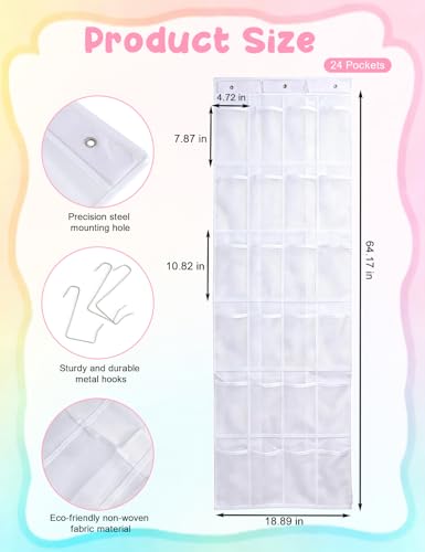 Zebrabox Hanging Over Door Toy Storage Organizer with 24 Pockets - White