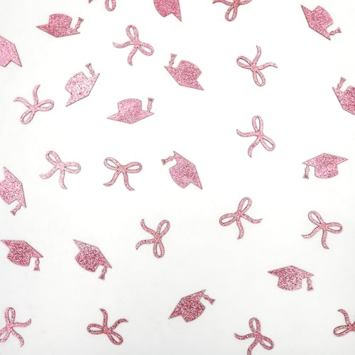 Pink Graduation Confetti for Class of 2026 - 200PC Bow & Cap Scatter