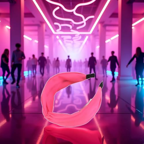 Pink Neon Knotted Headband Wide Non-Slip Hair Band for Women and Girls