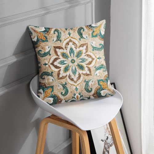 Emvency 20x20 Inch Moroccan Vintage Tile Throw Pillow Cover