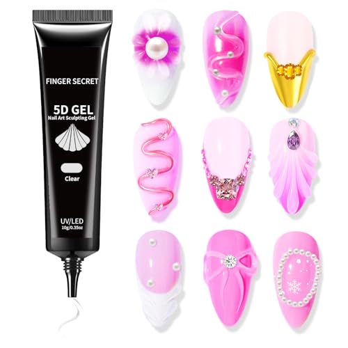 Clear 5D Nail Sculpting Gel for 3D Nail Art Extensions and Rhinestones