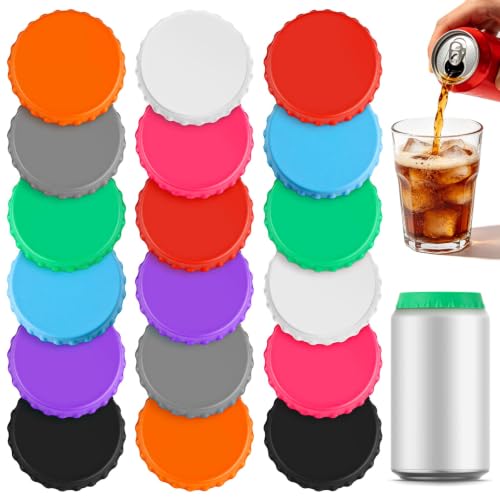 18Pcs Reusable Silicone Soda Can Lids - Multi-Color Carbonation Savers