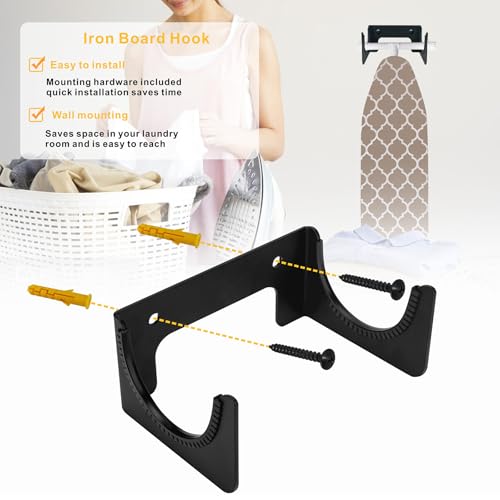 Wall-Mounted Ironing Board Holder for T/Y Legs - Space Saving Organizer