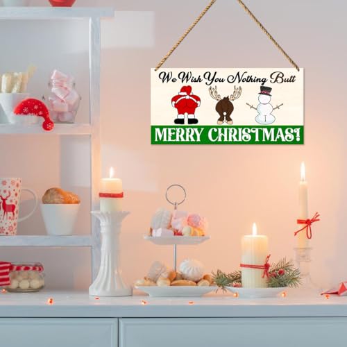 Christmas Bathroom Wall Decor Sign - Funny Holiday Restroom Hanging Sign