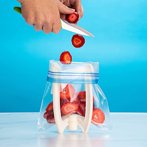 Bagwell Quart Size Food Storage Bag Holder - Hands-Free Freezer Bag Stand