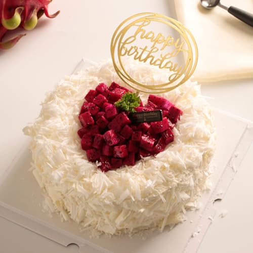 6-Pack Gold Happy Birthday Cake Toppers - Acrylic Decorations