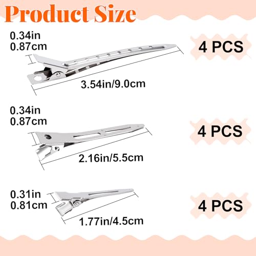 Incinkod 12 Pcs Metal Duck Bill Hair Clips for Styling and Sectioning