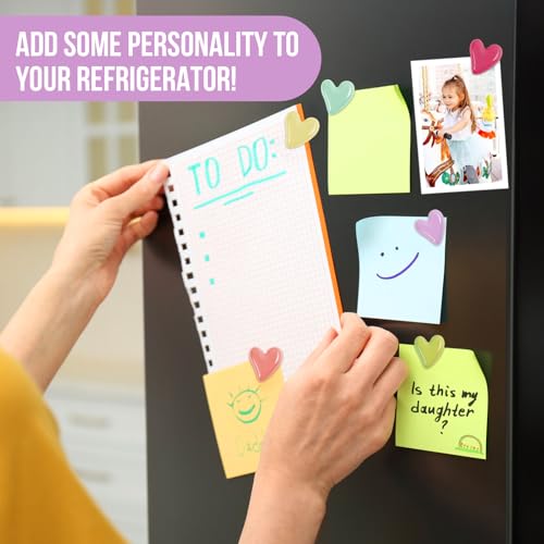 24pcs Multi Color Heart Fridge Magnets - Cute Decorative Set
