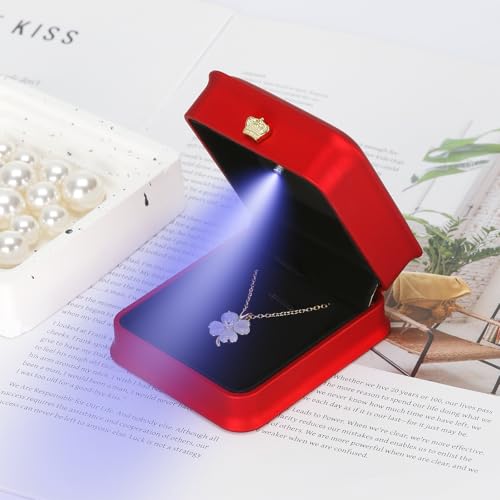 KUKUVR LED Necklace Pendant Gift Box with Velvet Interior