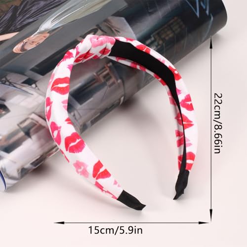 Valentine Red Lips Knotted Headband for Women and Holiday Parties