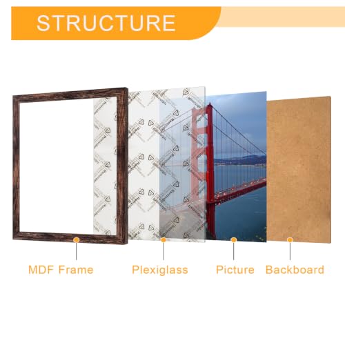 12x12 Picture Frame in Brown - Rustic Engineered Wood for Diamond Art