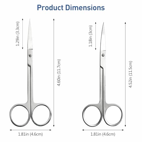 Jaasuee Facial Hair Scissors Set - Stainless Steel Curved and Straight Trimmer for Mustache, Beard, Nose and Eyebrow
