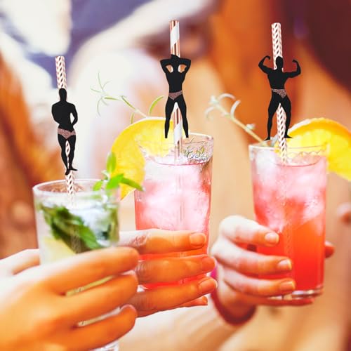 36 Pcs Bachelorette Party Straws - Funny Male Dancer Designs