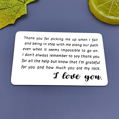Engraved Metal Wallet Insert Card Romantic Appreciation Gift for Husband Boyfriend