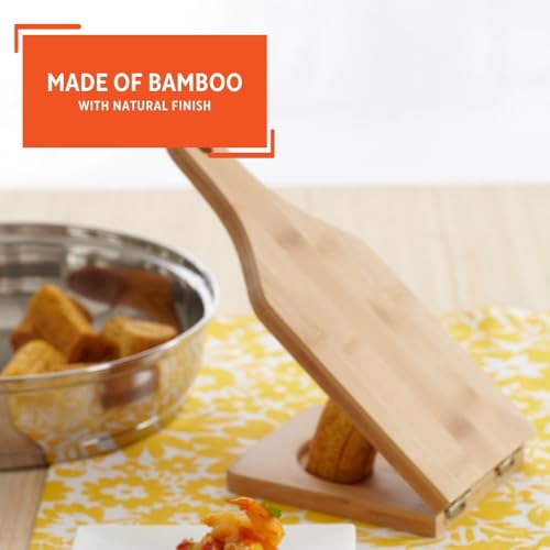 IMUSA Small Bamboo Tostonera Plantain Masher - 2.8 Inch