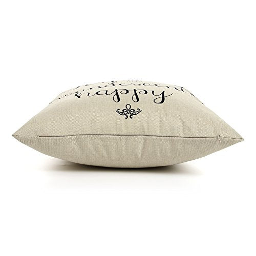 Completely and Perfectly and Incandescently Happy Pillow Cover - 18" x 18" Cotton Linen Cushion Case for Sofa & Couch
