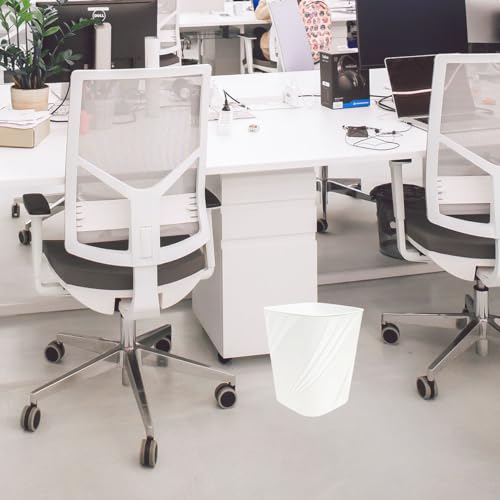 DAJITRE Small Plastic Trash Can White 1.8 Gallon Wastebasket for Bathroom Bedroom Office