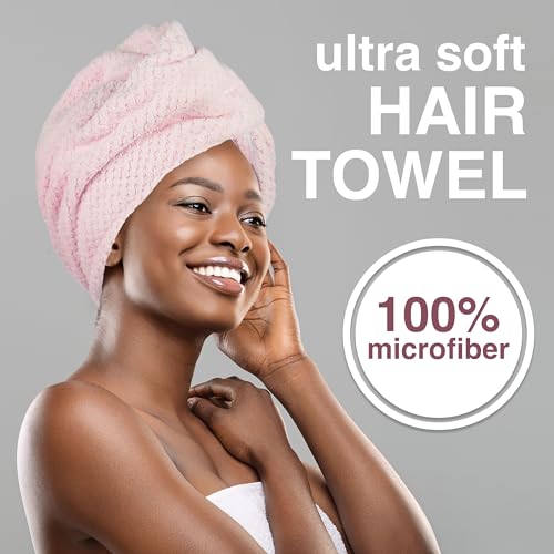 Expressions Pink Microfiber Hair Towel - Ultra-Absorbent & Frizz-Free